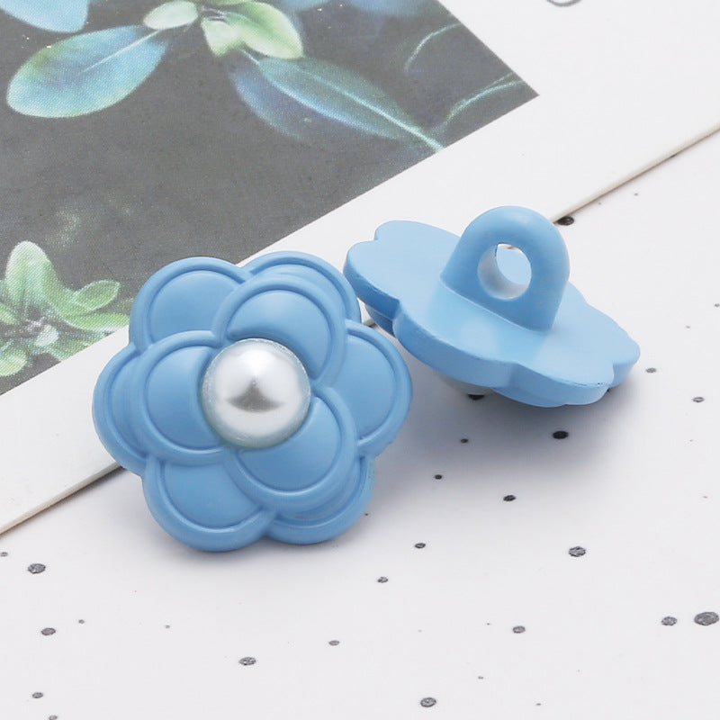 Colorful flower resin buttons pearl fragrance clothing decoration buttons sweater coat cardigan plastic hand sewing buttons-305
