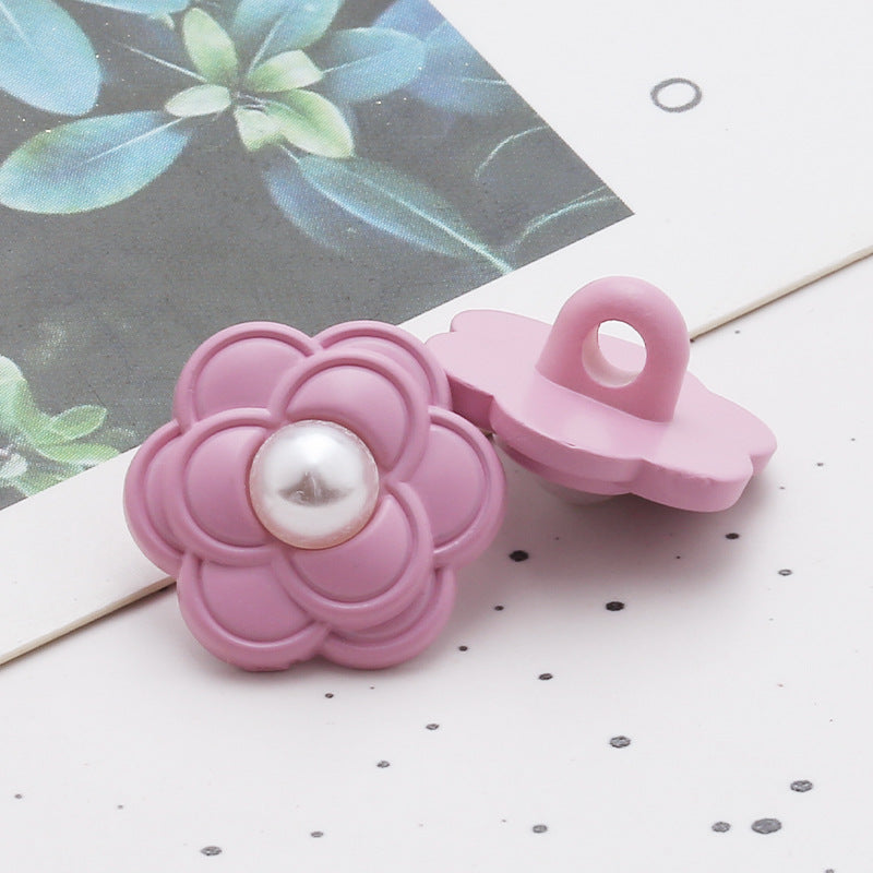 Colorful flower resin buttons pearl fragrance clothing decoration buttons sweater coat cardigan plastic hand sewing buttons-305