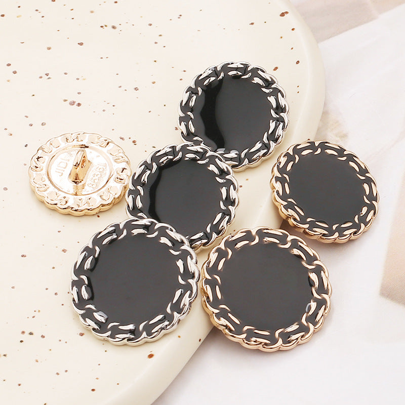 Black and white oil-dot metal hand-sewn buttons high-end ladies' high-foot round buttons coat windbreaker high-end buttons-307