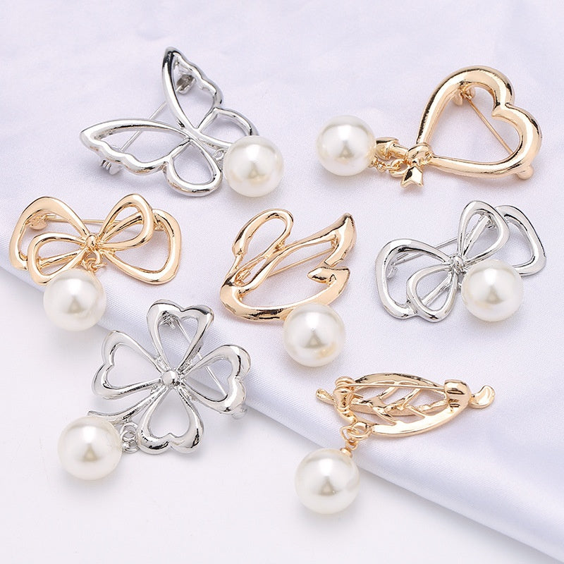Butterfly Pearl Anti-Exposure Brooch High-Quality No-Sew Shirt Button-308