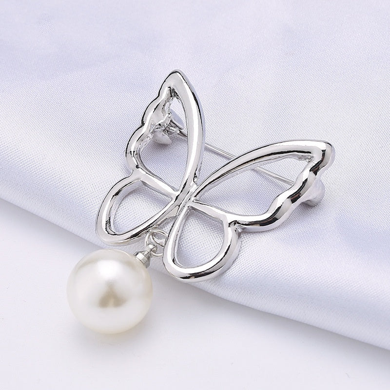 Butterfly Pearl Anti-Exposure Brooch High-Quality No-Sew Shirt Button-308