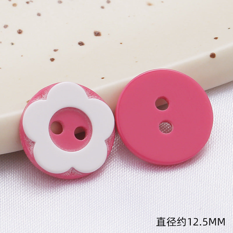 Diy Bear Head Children's Clothes Buttons Candy Color Colorful Two Hole Resin Cartoon Buttons-31