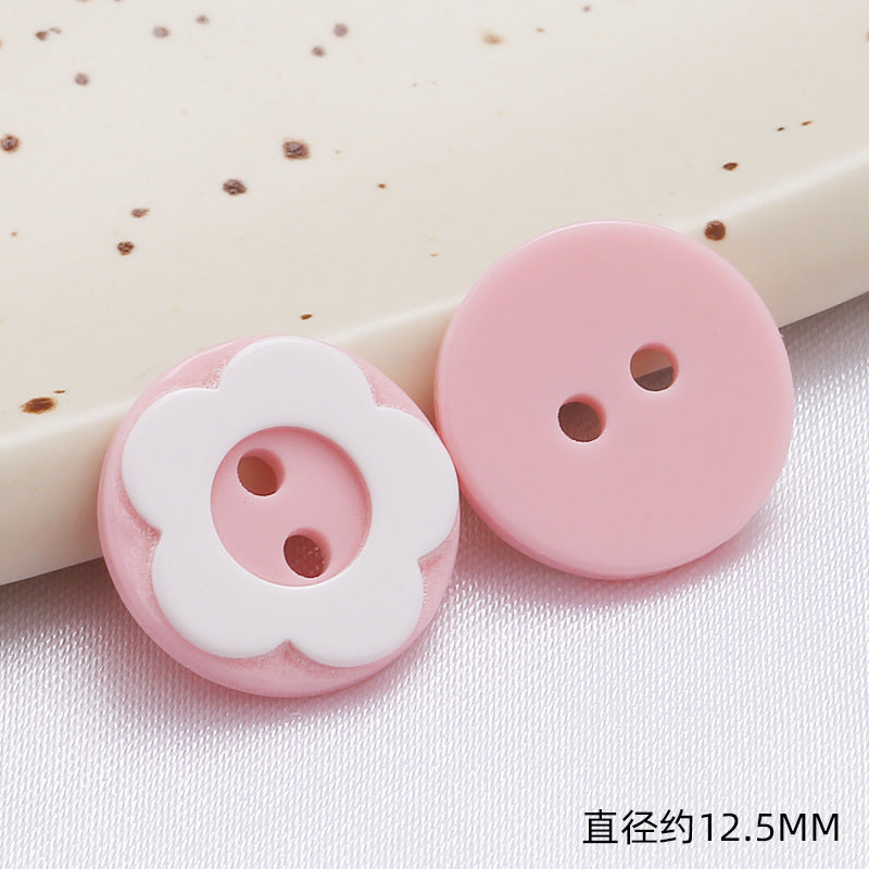 Diy Bear Head Children's Clothes Buttons Candy Color Colorful Two Hole Resin Cartoon Buttons-31