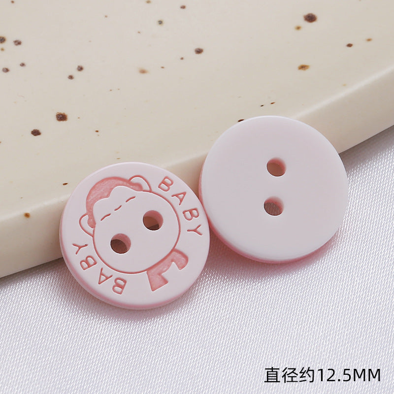 Diy Bear Head Children's Clothes Buttons Candy Color Colorful Two Hole Resin Cartoon Buttons-31