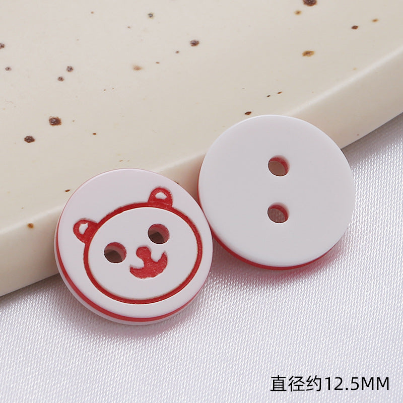 Diy Bear Head Children's Clothes Buttons Candy Color Colorful Two Hole Resin Cartoon Buttons-31