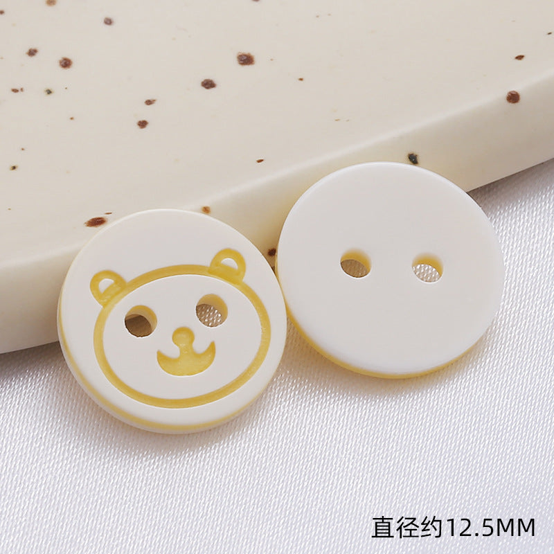 Diy Bear Head Children's Clothes Buttons Candy Color Colorful Two Hole Resin Cartoon Buttons-31