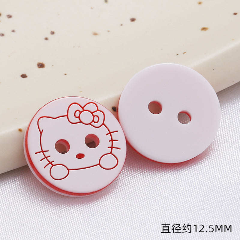 Diy Bear Head Children's Clothes Buttons Candy Color Colorful Two Hole Resin Cartoon Buttons-31