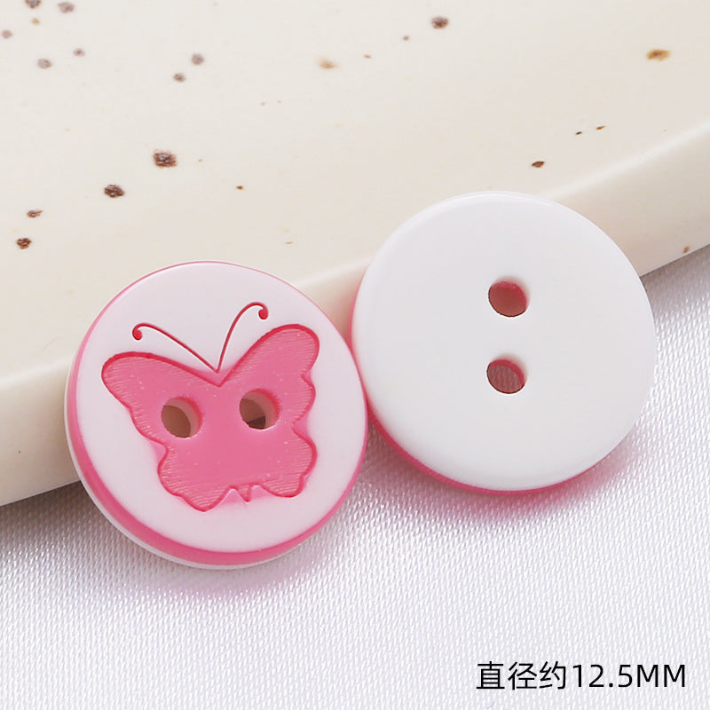 Diy Bear Head Children's Clothes Buttons Candy Color Colorful Two Hole Resin Cartoon Buttons-31