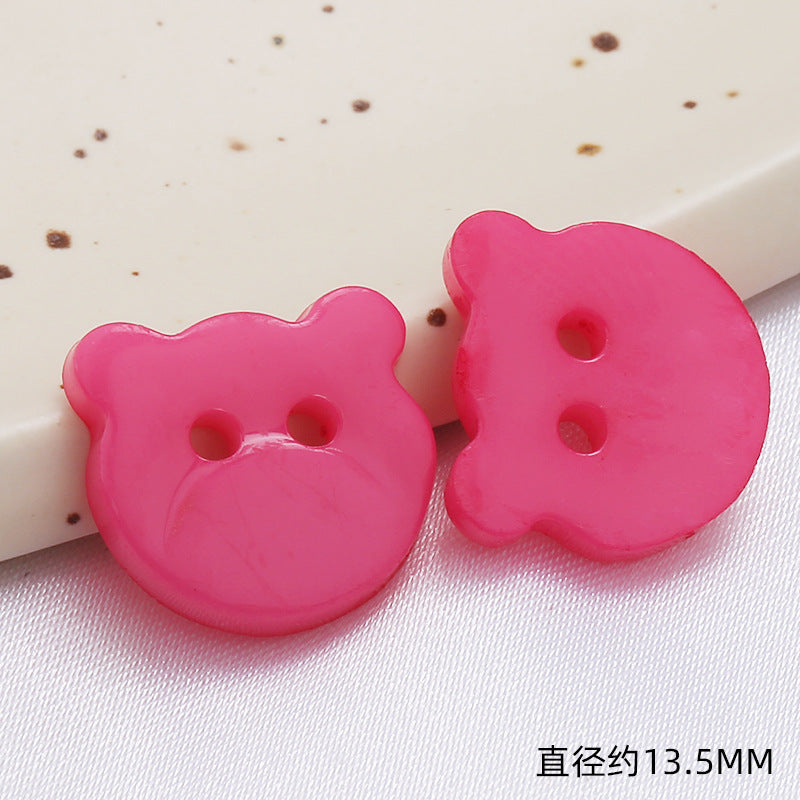 Diy Bear Head Children's Clothes Buttons Candy Color Colorful Two Hole Resin Cartoon Buttons-31