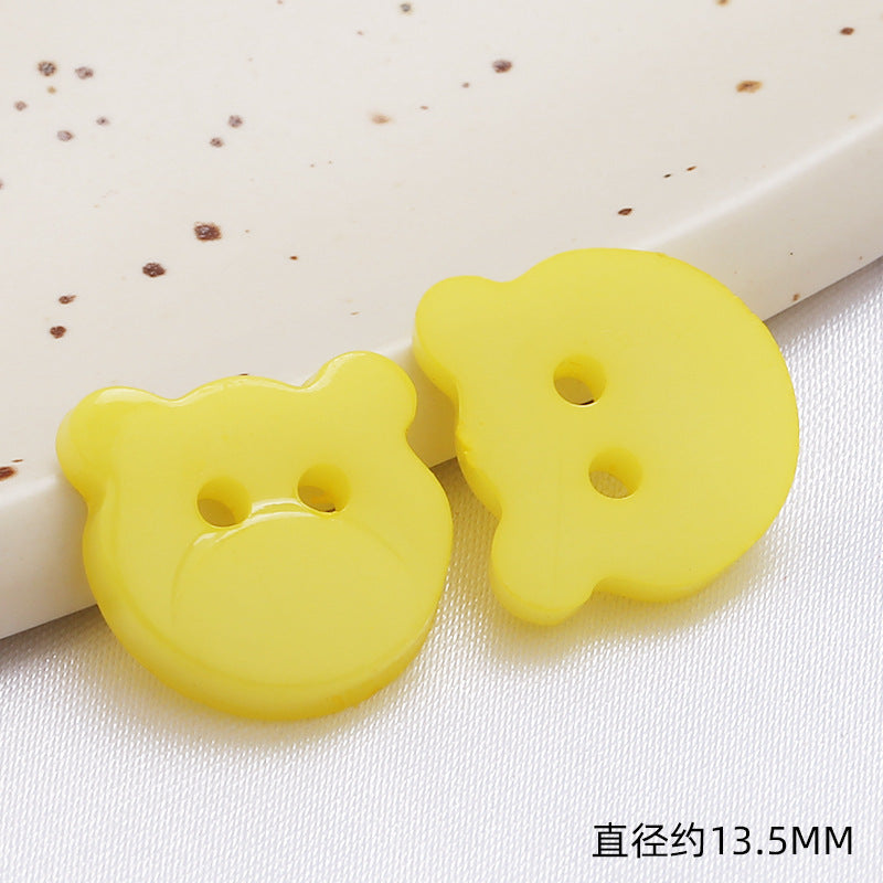 Diy Bear Head Children's Clothes Buttons Candy Color Colorful Two Hole Resin Cartoon Buttons-31