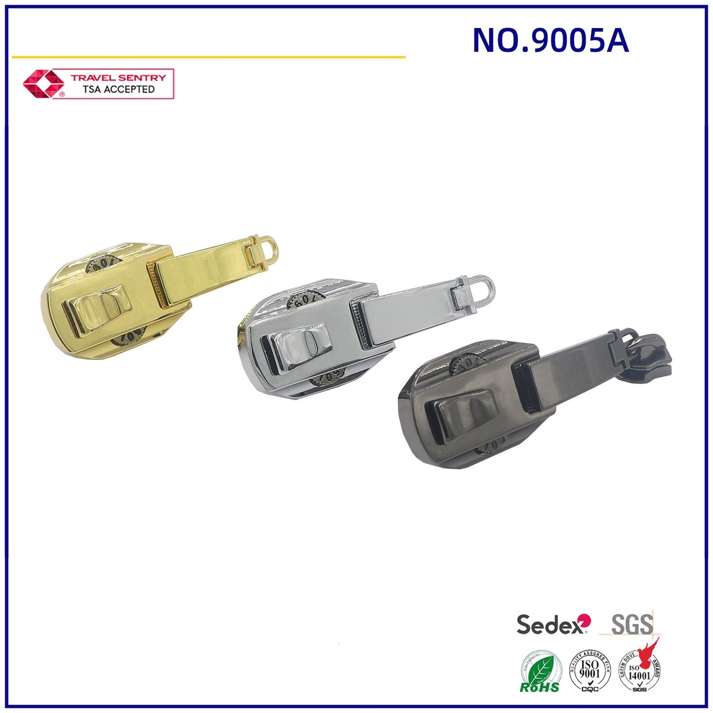 9005A Customizable Exquisite Backpack Zipper Lock Security Metal 2-Digit Combination Zipper Lock-32