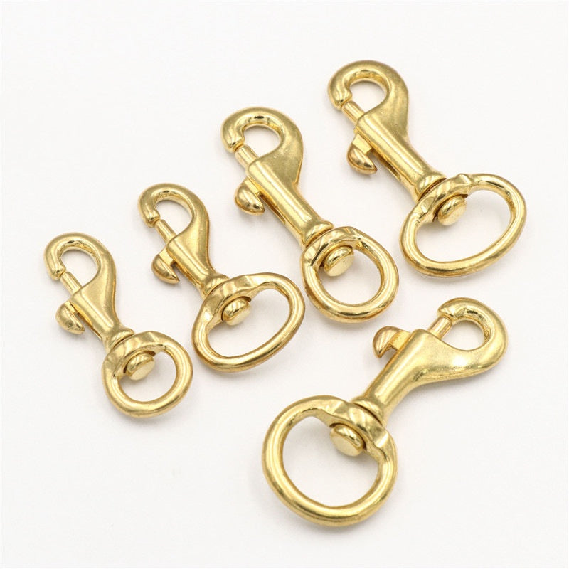 swivel snap hooks brass clip for dog leash solid brass bolt snap carabiner swivel with round eye-35