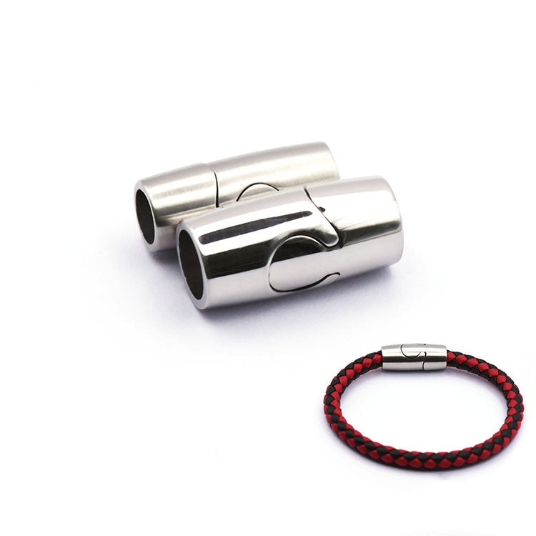 Fashion Men Magnetic Clasp Cuff Bracelet Stainless Steel Bangle Custom Leather Jewelry-35