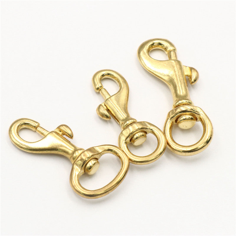 swivel snap hooks brass clip for dog leash solid brass bolt snap carabiner swivel with round eye-35