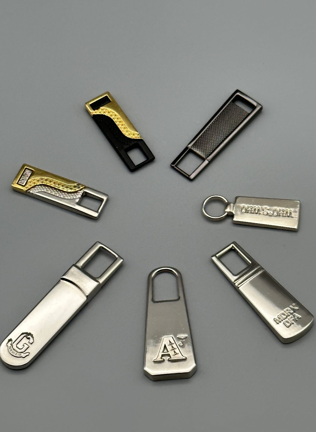 Custom Zip Puller Garment Metal Zipper Puller Slider Head Puller Zipper Custom Logo Bag Zipper