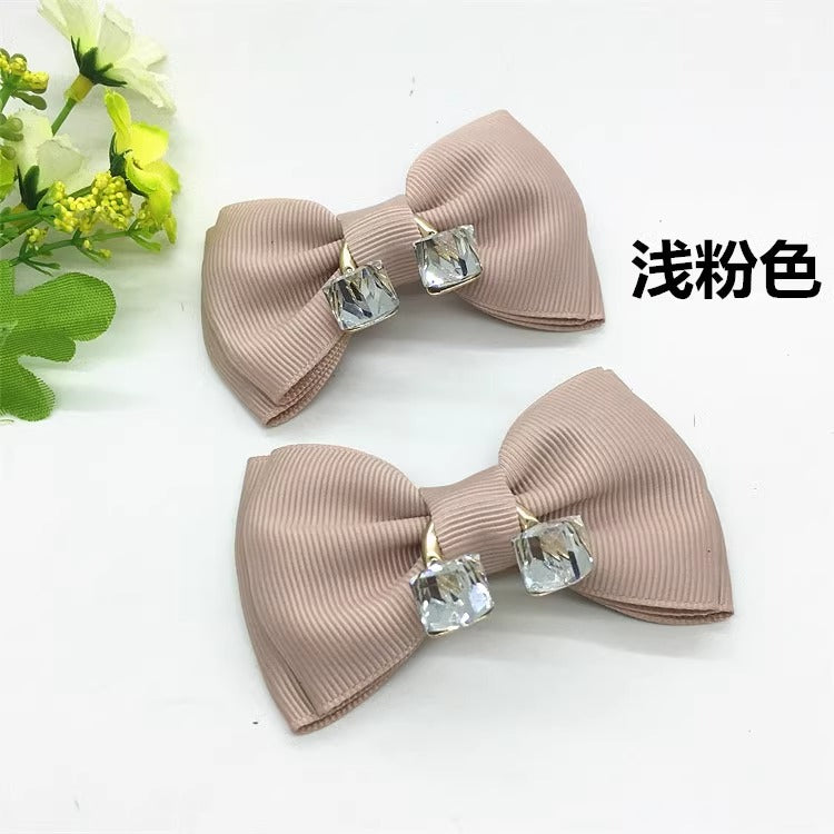High-end diamond-studded bow shoe buckle-158