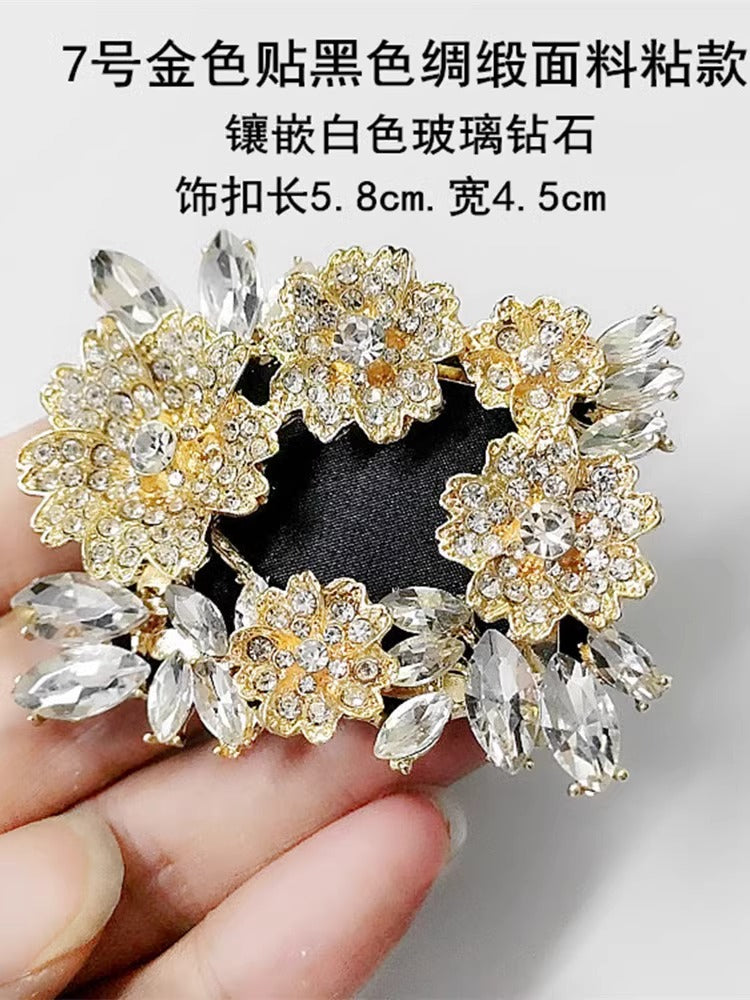 Wholesale Custom Large Rhinestone Buckles Crystal Shoe Clip Brooch with Floral Decorations for Shoes-58