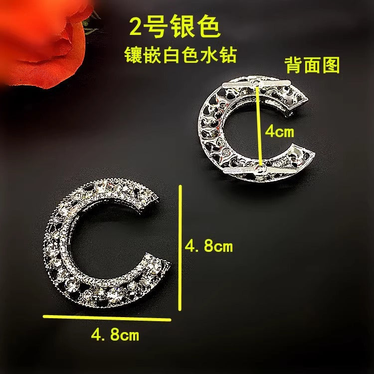 Wholesale Simple Fashion Bling Rhinestone 26 English Intitial Crystal Alphabet Letter shoes-64 buckle