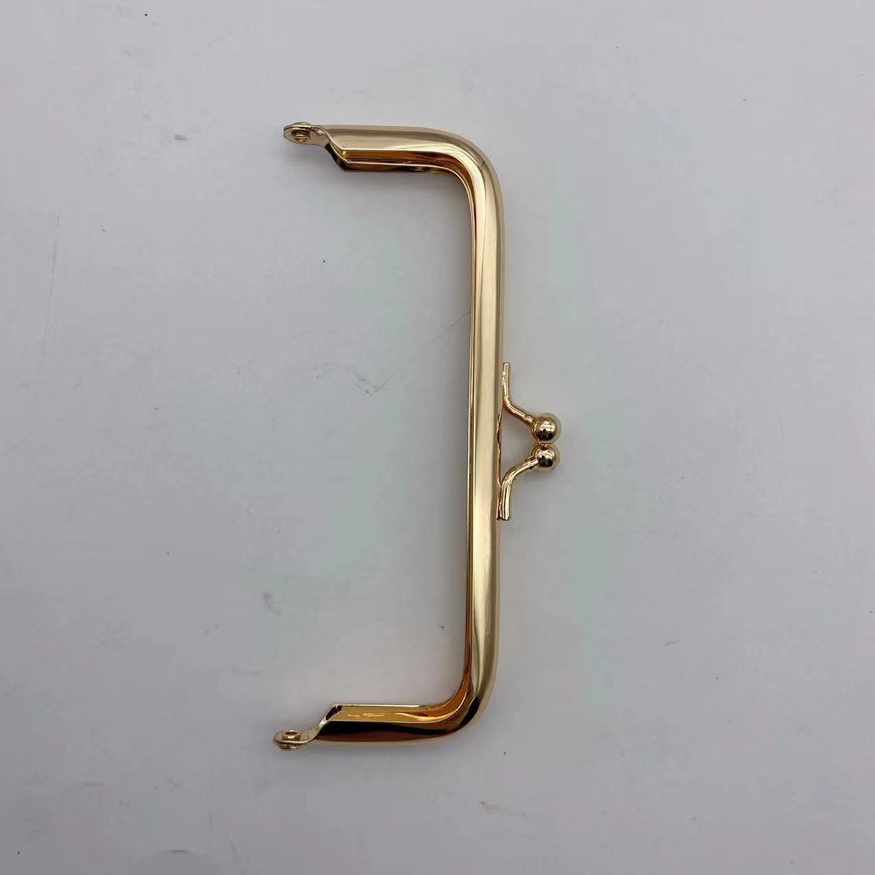 High Quality 20.5cm Metal Square Gold Color Cross Large Bead Head Purse Frame Handbag Handles DIY Hardware Accessories-4