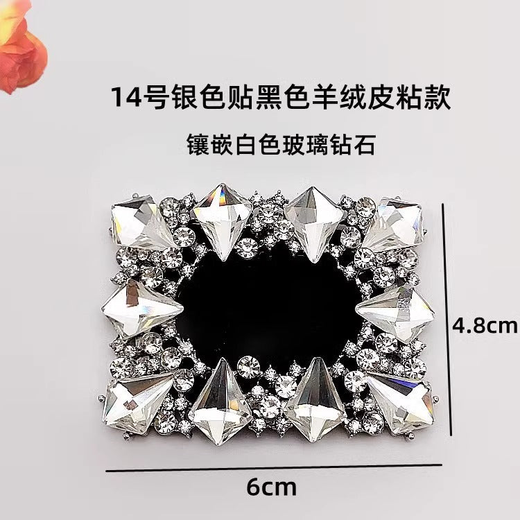 Wholesale Custom Large Rhinestone Buckles Crystal Shoe Clip Brooch with Floral Decorations for Single Shoes-9