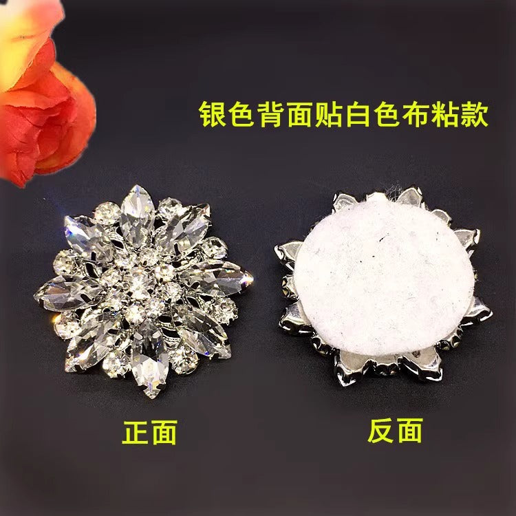 New Fashion Znic Alloy Round Rhinestone Crystal Button With Pearl for Shoes-106