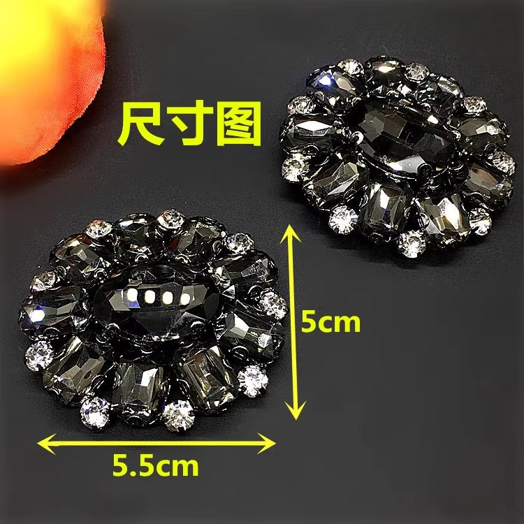 2025 New Style DIY Decoration 8CM Round Size Bling Rhinestone and Colorful Glass Buckle Ornaments Sew Glue on Bag Garment Shoe-37