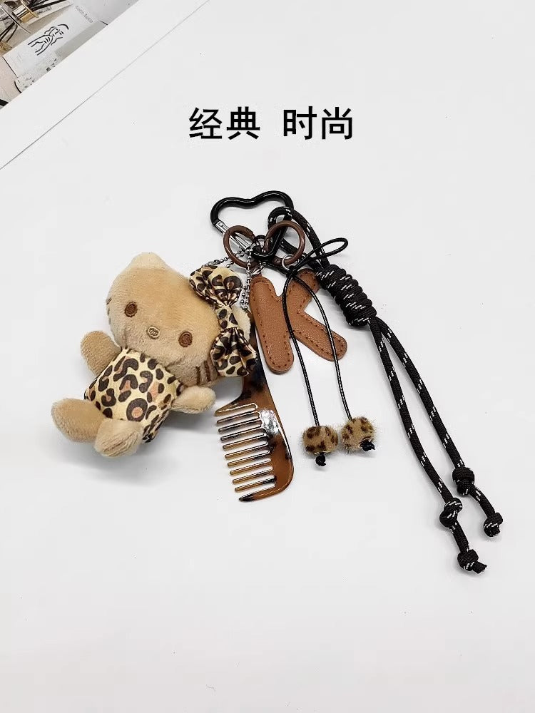 New Style Sanlio Leopard Print KT Keychain Pendant Cute Doll Gift Super Soft Kids Gift Schoolbag Pendent-60