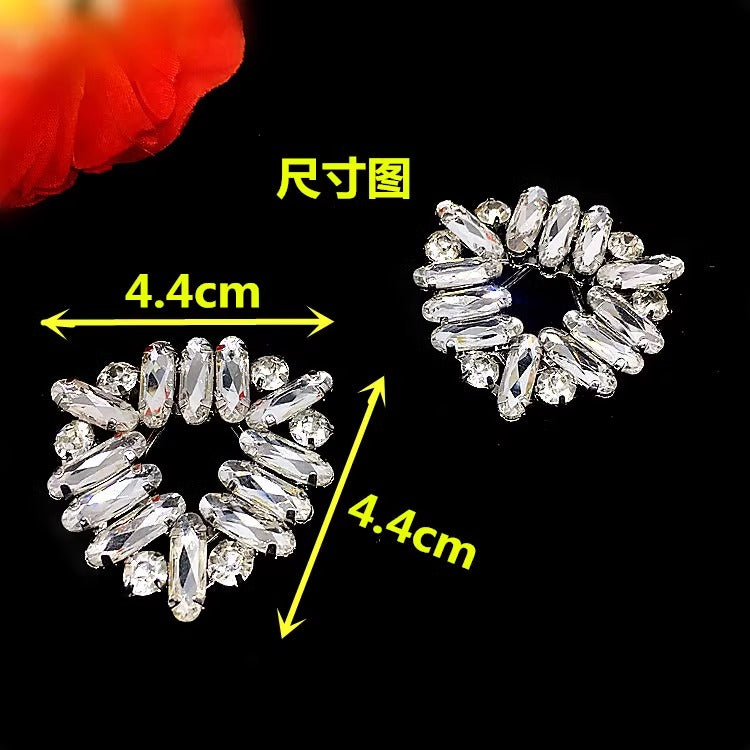 Custom Metal Buckles With Diamonds for Shoe Hebillas De Metal Con Diamante Para Zapato Cristal Crystal Shoe Flower-117