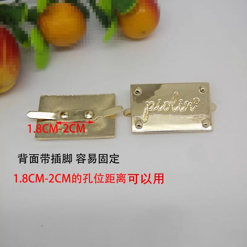 Fashion Garment Metal Name Tags Custom Gunmetal logo Clothing Accessory Metal Sewing Label Plates for shoes-128