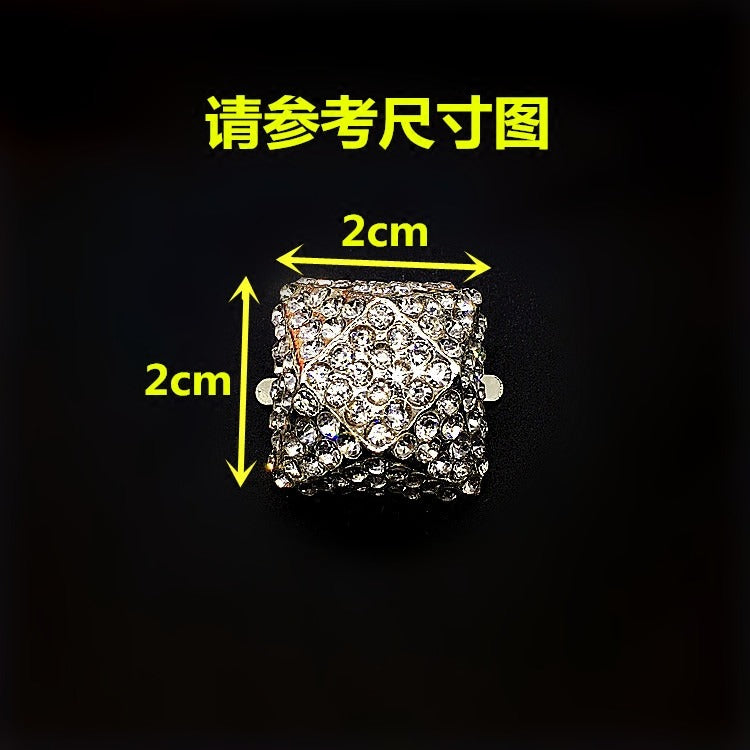 Classic Square Rhinestone Women Ladies Trendy Gold Silver Plated Flashing Diamond Luxury shoes buckle-74
