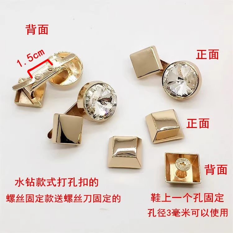 Screw mounted simple shiny shoe buckle with diamond for ladies shoes-118