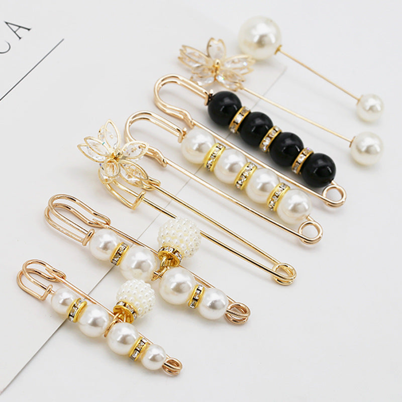 pearl Brooch Anti-glare buckle Small pin to fix clothes Lapel Pins Badge brooches-