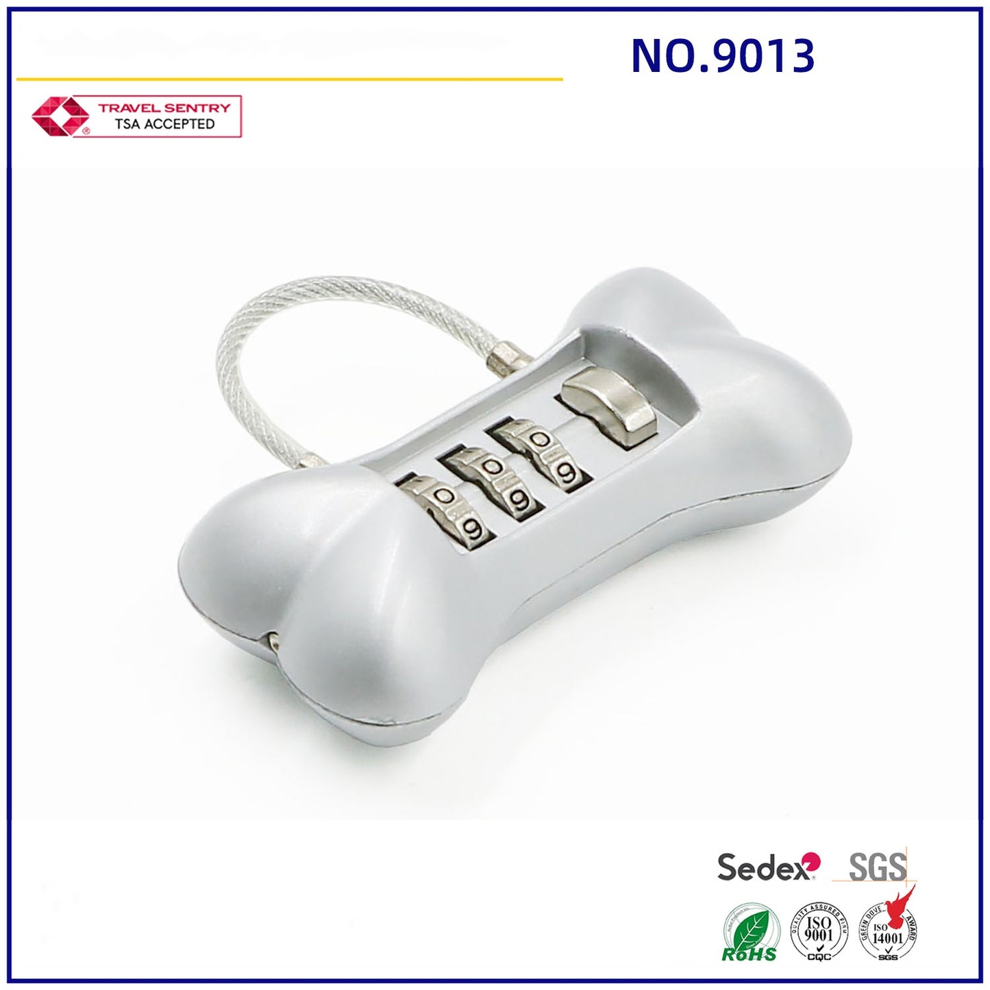 High Security Hardware Zinc Alloy 3 Digit Combination Padlock Travel Padlock Luggage Cable Locks
