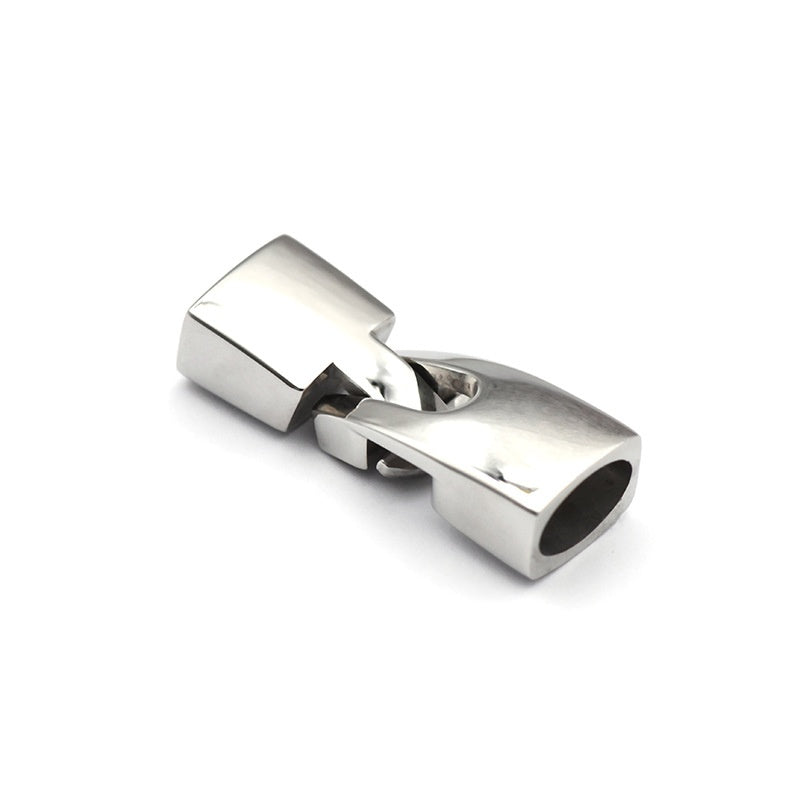 factory directly 10.5x6.5mm silver black gun plated custom logo clasp stainless steel for Regaliz Oval Licorice Leather Cord-41