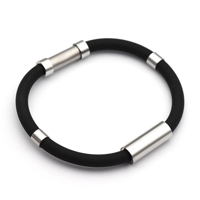 Fashion Cool Men Women Sports Outdoor Bracelets Bangles Wireless Anion Anti-Static Stainless Steel Wristband Silicone Bracelet-44