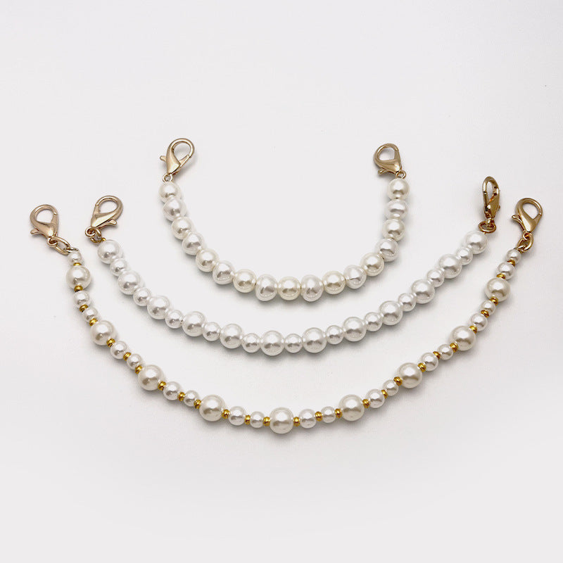 fashion Women Ladies Big White Pearl Chain cellphone Strap crossbody Beaded DIY handbag Purse Handle-44