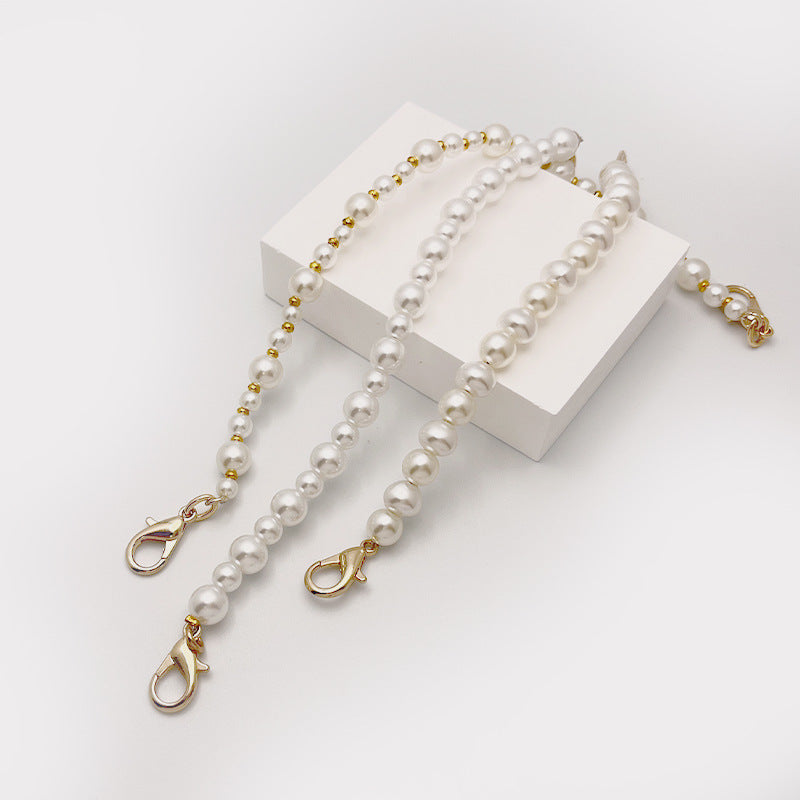 fashion Women Ladies Big White Pearl Chain cellphone Strap crossbody Beaded DIY handbag Purse Handle-44