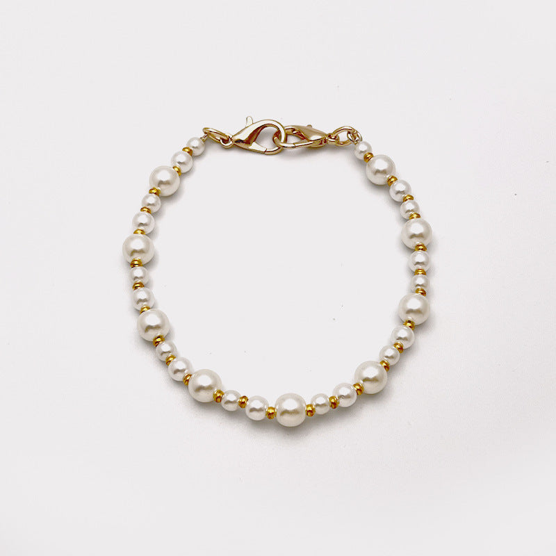 fashion Women Ladies Big White Pearl Chain cellphone Strap crossbody Beaded DIY handbag Purse Handle-44