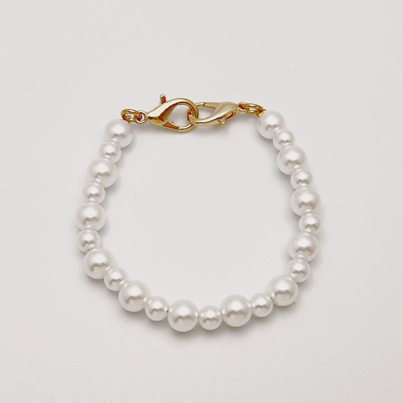 fashion Women Ladies Big White Pearl Chain cellphone Strap crossbody Beaded DIY handbag Purse Handle-44