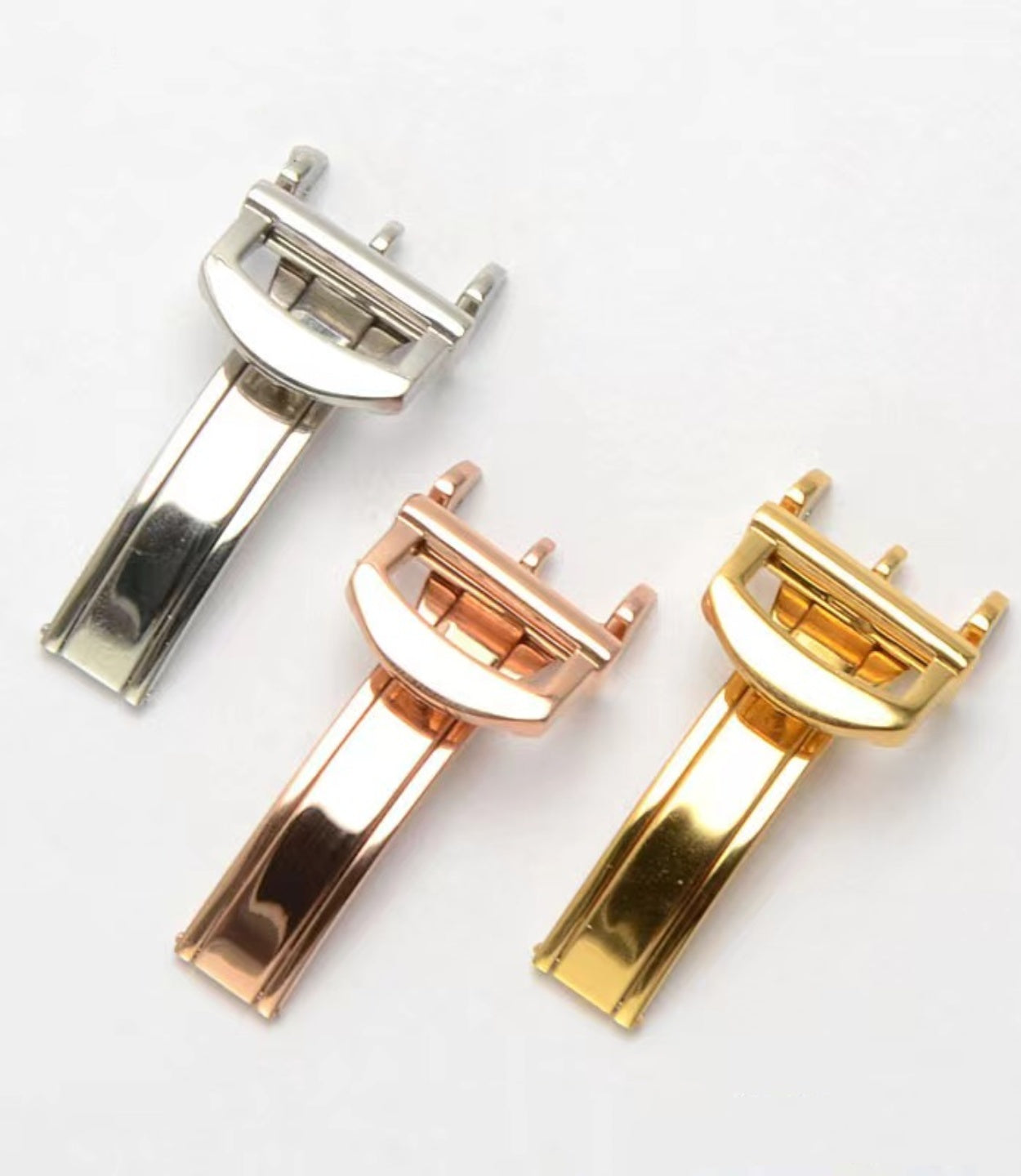 Stainless Steel Buckle Watch Band Glidelock Clasp Micro-adjustment Buckle Pull Button Buckle Silver Folding Safety Clasp
