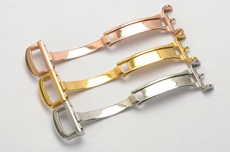 Stainless Steel Buckle Watch Band Glidelock Clasp Micro-adjustment Buckle Pull Button Buckle Silver Folding Safety Clasp