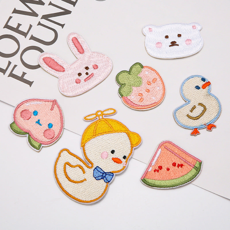 2025 factory customized cute cartoon teddy bear daisy flower clothes scarf decoration patch embroidery cloth paste-47