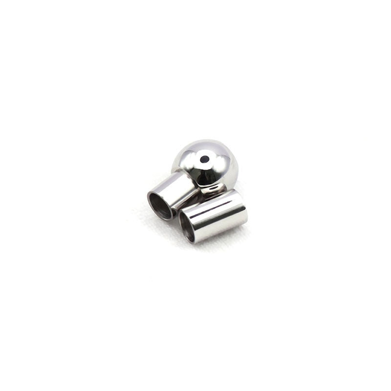 Wholesale Ball Shape Stainless Steel Leather Cord End Cap Clasp Leather Bracelets Connector-48