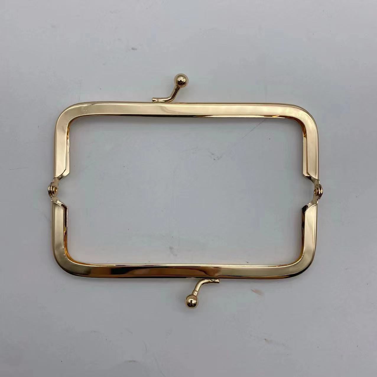 High Quality 20.5cm Metal Square Gold Color Cross Large Bead Head Purse Frame Handbag Handles DIY Hardware Accessories-4