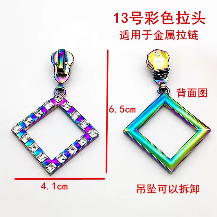 Custom Designer Rhinestone Zipper Pull Decorative No Lock Zipper Head for Bag/shoes/clothes-51