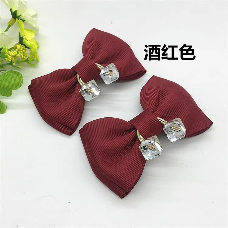 High-end diamond-studded bow shoe buckle-158