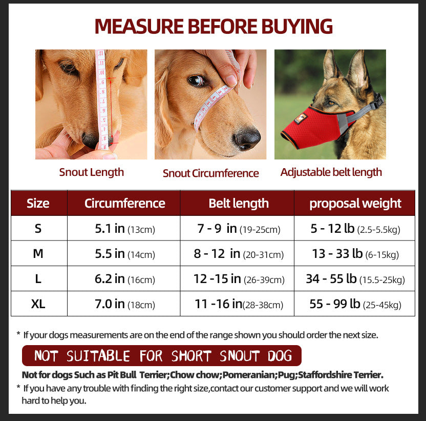 Adjustable Nylon Pet Mask for Large Dogs Manufacturer's Wholesale Anti-Bite Breathable Soft Dog Muzzle Free Available-117