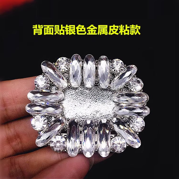 Custom Metal Buckles With Diamonds for Shoe Hebillas De Metal Con Diamante Para Zapato Cristal Crystal Shoe Flower-117