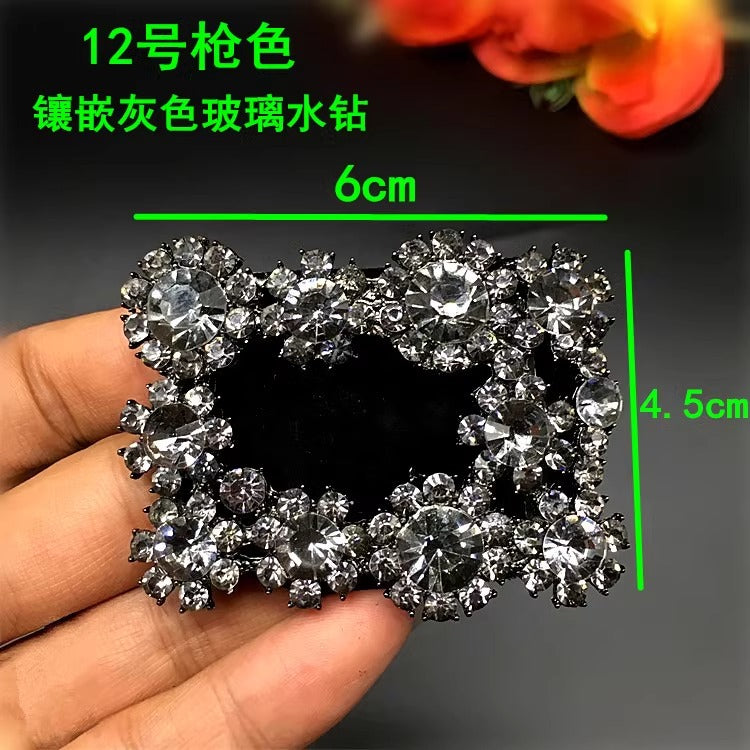 Wholesale Custom Large Rhinestone Buckles Crystal Shoe Clip Brooch with Floral Decorations for women Shoes-100