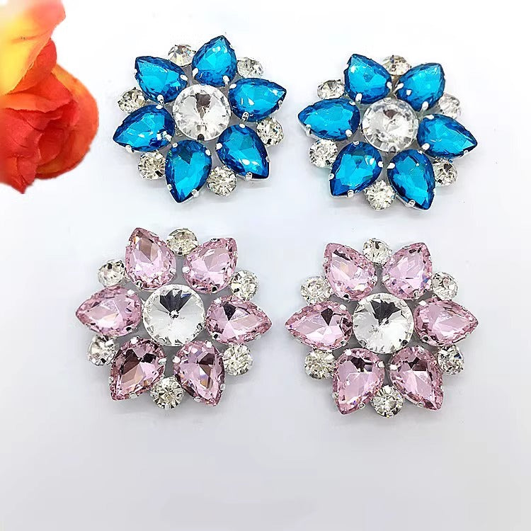 New Fashion Znic Alloy Round Rhinestone Crystal Button With Pearl for Shoes-106